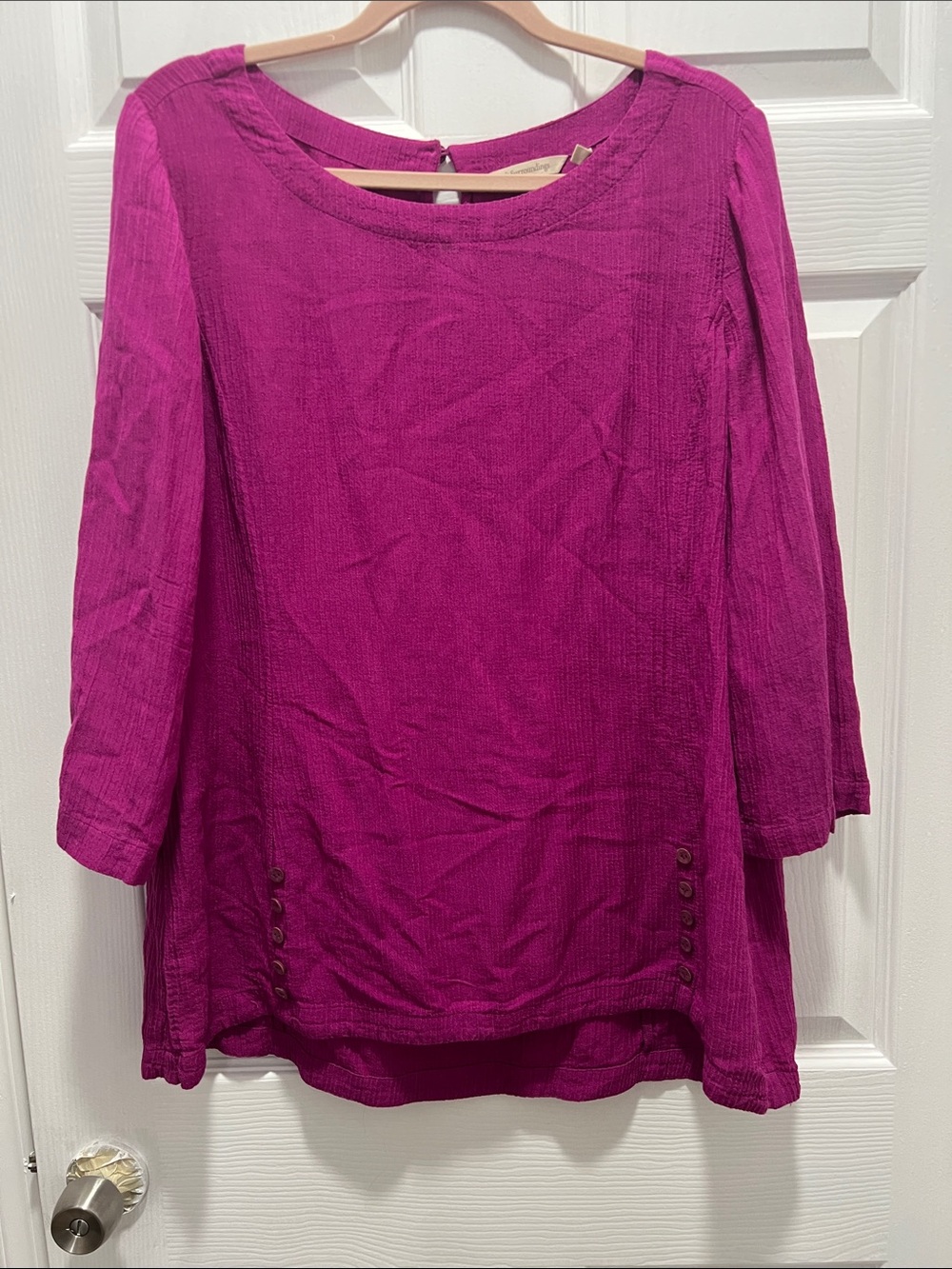 Sofft Fuchsia Scoop Neck Tunic with Button Accents